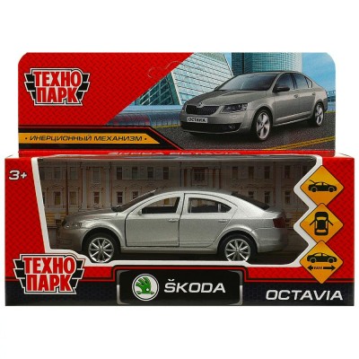 Технопарк Игрушка   Машина металл SKODA OCTAVIA 12 см, двери, багаж, инерц. серебристый OCTAVIA-12-SR Китай