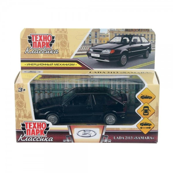 Технопарк Игрушка   Машина ВАЗ - 2113 металл  12 см, двери, багаж, инер,черный 2113-12-BK-WOD Китай