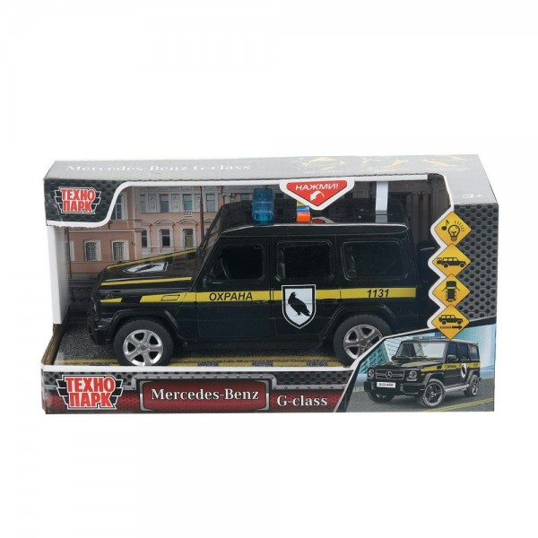 Технопарк Игрушка   Машина Mercedes - Benz G-CLASS Охрана пластик свет-звук, 22 см, двер, баг GCLASS-21PLSEC-BK (3 Китай