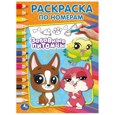 Раскраска по номерам. Забавные питомцы. А4. 