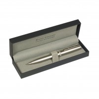 Ручка подарочная шариковая, поворотный механизм Boston синяя 0.7мм шампань металлический корпус, черный футляр 20-0358/07 Bruno Visconti