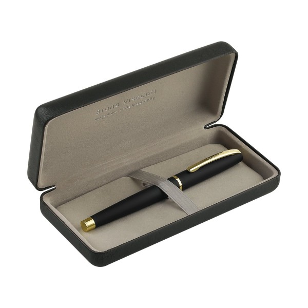 Ручка подарочная перьевая Sienna синяя 0,7мм корпус черный металлический, черный футляр кожзам 20-0421-14 Bruno Visconti