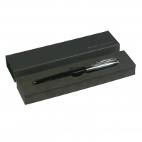 Ручка подарочная шариковая, поворотный механизм Napoli синяя 1мм корпус черный и серебро металлический, черный футляр 20-0383-03/09 Bruno Visconti