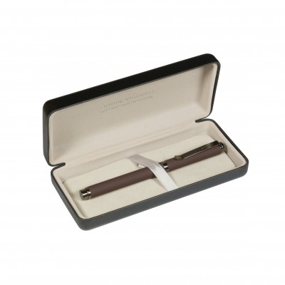 Ручка подарочная шариковая, поворотный механизм Venezia Pragmatico синяя 1мм корпус коричневый металлический, черный футляр 20-0384/02-14 Bruno Visconti