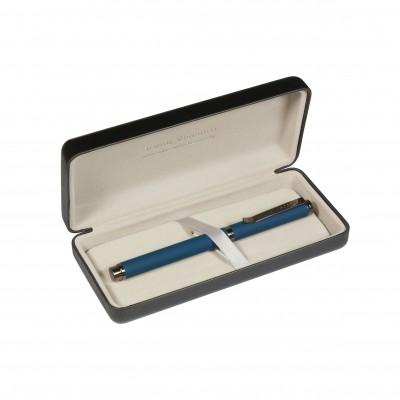 Ручка подарочная шариковая, поворотный механизм Venezia Pragmatico синяя 1мм корпус синий металлический, черный футляр 20-0384/01-14 Bruno Visconti