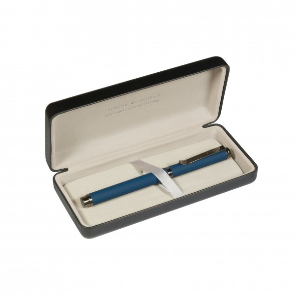 Ручка подарочная шариковая, поворотный механизм Venezia Pragmatico синяя 1мм корпус синий металлический, черный футляр 20-0384/01-14 Bruno Visconti