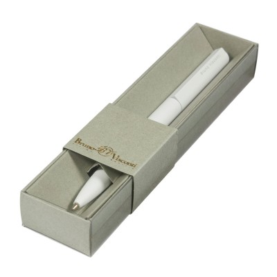 Ручка подарочная шариковая, поворотный механизм Torino синяя 1мм корпус белый нержавеющая сталь, футляр 20-0382-04/3 Bruno Visconti