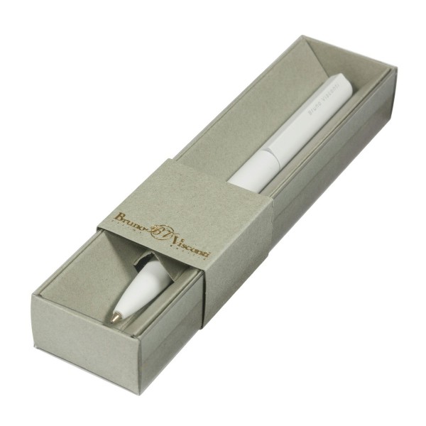 Ручка подарочная шариковая, поворотный механизм Torino синяя 1мм корпус белый нержавеющая сталь, футляр 20-0382-04/3 Bruno Visconti