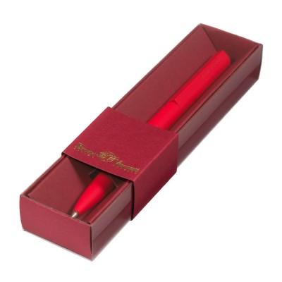 Ручка подарочная шариковая, поворотный механизм Torino синяя 1мм корпус красный нержавеющая сталь, футляр 20-0382-03/4 Bruno Visconti