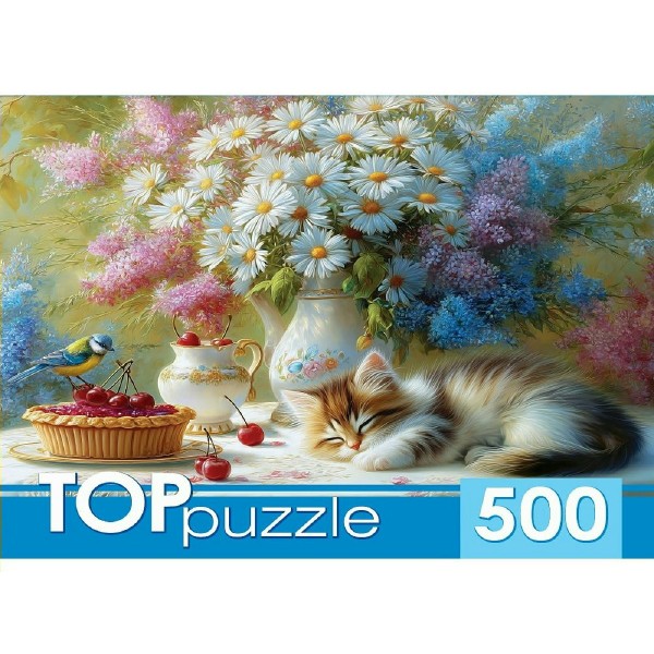 Рыжий кот Пазл 500  TOPpuzzle. Летинй натюрморт Ф500-8743 Россия