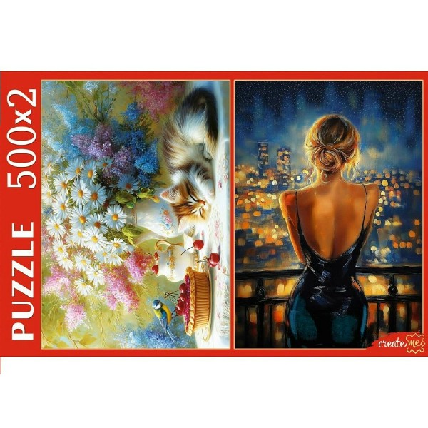 Рыжий кот Пазл 500  Набор пазлов 2 в 1. Подарок для девушки П500-8807 Россия