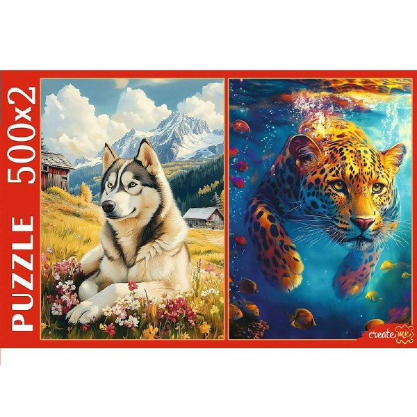 Рыжий кот Пазл 500  Набор пазлов 2 в 1. Яркие животные П500-8809 Россия