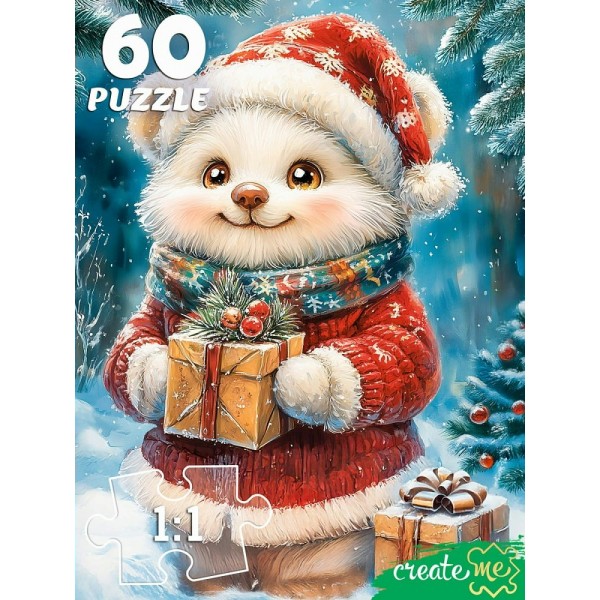 Рыжий кот Пазл 60  Медвежонок с подарками Х60-7594 Россия