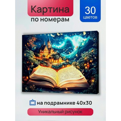 Картина по номерам холст на подрамнике 30х40 Книга сказок 30 цветов ХК-3902 Рыжий кот