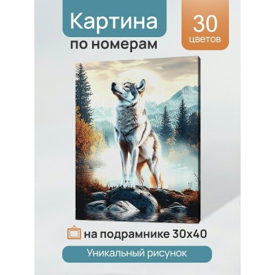 Картина по номерам холст на подрамнике 30х40 Одинокий серый волк 30 цветов ХК-3240 Рыжий кот