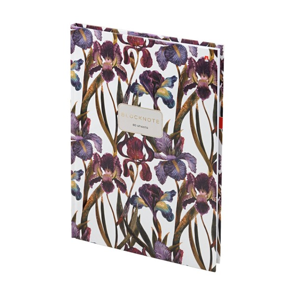 Блокнот 80 листов А4 клетка, твердая обложка Престиж Flora Ирисы глянцевая ламинация, 55г/м2 3-80-060/20 Альт