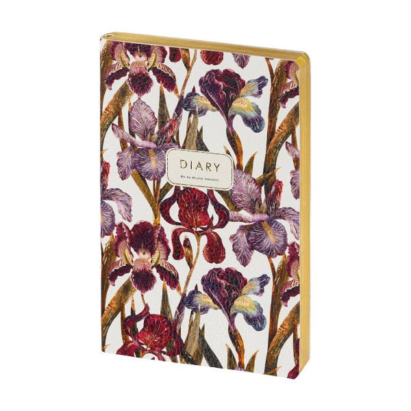 Ежедневник недатированный А5 125х200 128 листов линия, интегральная обложка, кожзам Flora Ирисы золотой срез, 80г/м2 3-743/15 Bruno Visconti