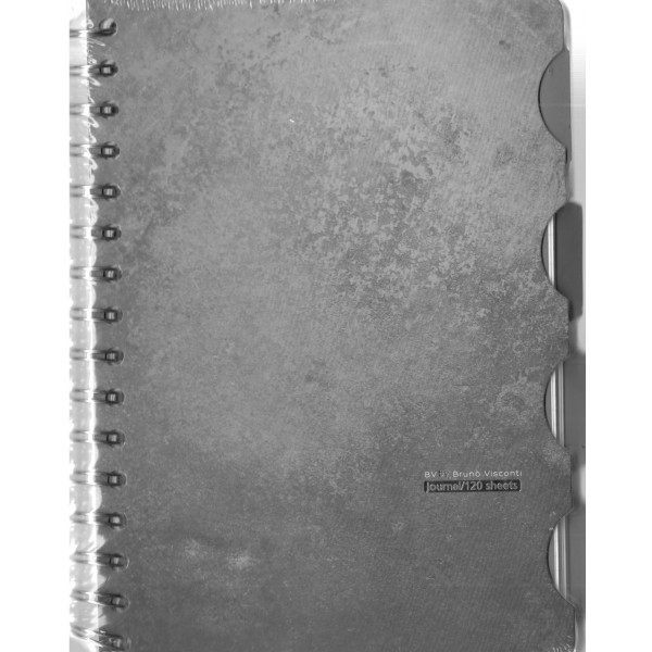 Книжка записная 120 листов А5 165х210 клетка, линия, в точку, гребень, твердая обложка Art journal Stone бежевая бумага, с разделителями, 80г/м2 3-737/17 Bruno Visconti 8/48