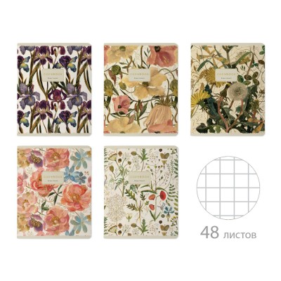 Тетрадь 48 листов А5 165х203 клетка Flora Garden матовая ламинация софт-тач, фольга золото, 70г/м2 7-48-1396 Bruno Visconti 5/60