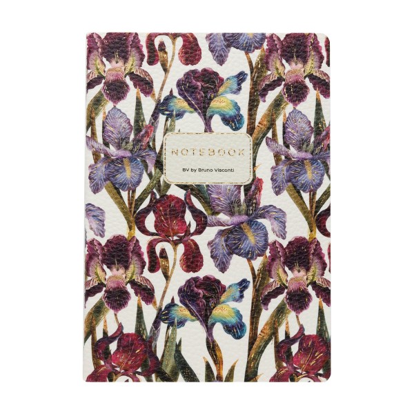 Тетрадь 60 листов А5 линия, интегральная обложка, кожзам Flora Ирисы бежевая бумага, 80г/м2 7-60-1315/16 Bruno Visconti