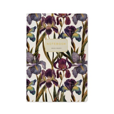 Тетрадь 40 листов А5 клетка Flora Ирисы матовая ламинация софт-тач, фольга золото, бежевая бумага, 70г/м2 7-40-001/175 Bruno Visconti 24/96