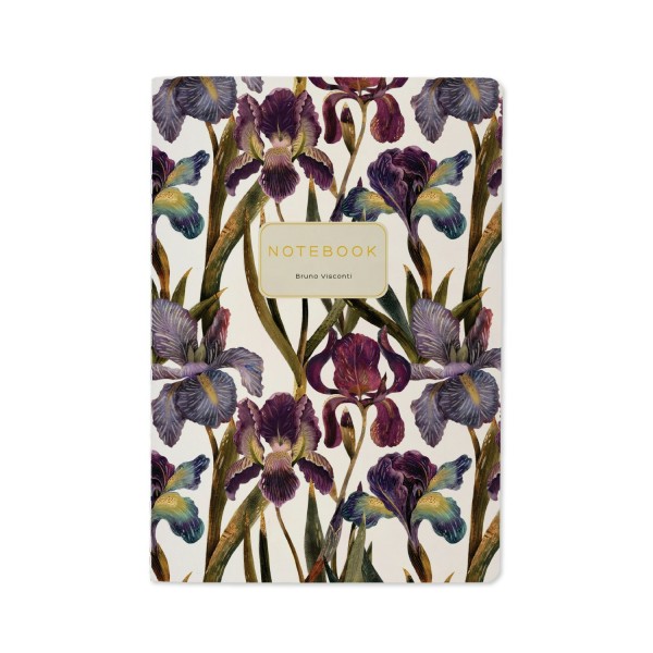 Тетрадь 40 листов А5 клетка Flora Ирисы матовая ламинация софт-тач, фольга золото, бежевая бумага, 70г/м2 7-40-001/175 Bruno Visconti 24/96