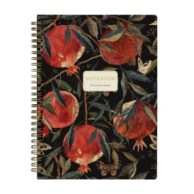 Тетрадь 60 листов В5 клетка, гребень Flora Гранат матовая ламинация софт-тач, фольга золото, 70г/м2 7-60-007/11 Bruno Visconti