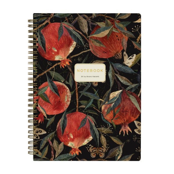 Тетрадь 60 листов В5 клетка, гребень Flora Гранат матовая ламинация софт-тач, фольга золото, 70г/м2 7-60-007/11 Bruno Visconti