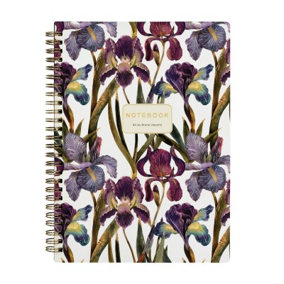 Тетрадь 60 листов В5 линия, гребень Flora Ирисы матовая ламинация софт-тач, фольга золото, 70г/м2 7-60-007/09 Bruno Visconti