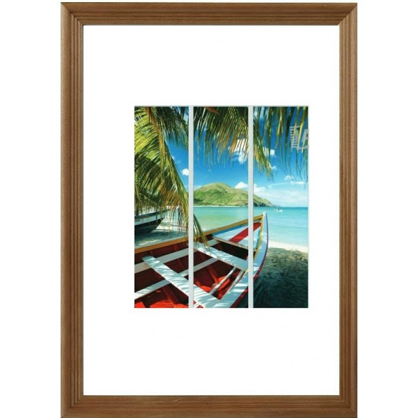 Фоторамка деревянная 21х30 сосна с18 орех, вставка прозрачный пластик Б0053185 Image art