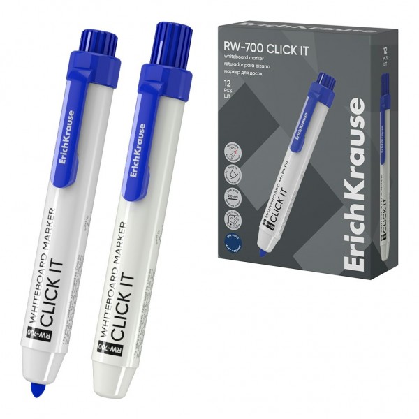 Маркер для доски RW-700 Click it 2мм синий, пулевидный 60831 ErichKrause 12/144