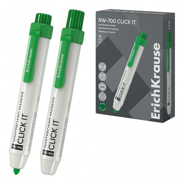 Маркер для доски RW-700 Click it 2мм зеленый, пулевидный 60833 ErichKrause 12/144