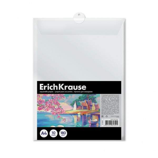 Папка для акварели А4 10 листов Art Spirit пластиковая папка, 180г/м2 61649 ErichKrause
