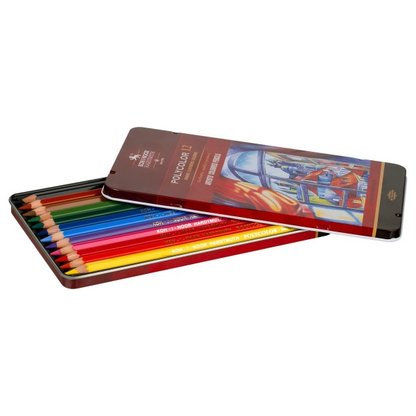 Карандаши цветные 12шт Polycolor 6-гранные, заточенные, металлический пенал 3822012002PL Koh-I-Noor  132739