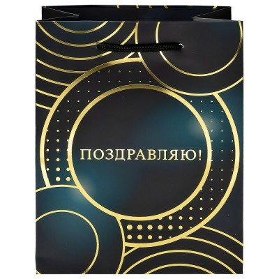 Миленд/Пакет бумажный ламинированный. Поздравляю. Круги 180 х 230 х 100/ППК-2749/