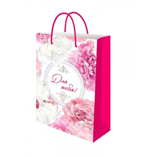 Миленд/Пакет бумажный ламинированный. Для тебя. Пышные пионы  220 х 310 х 100/ППК-2759/