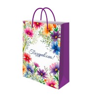 Миленд/Пакет бумажный ламинированный. Поздравляю. Цветы 140 х 200 х 65 см/ППК-2740/