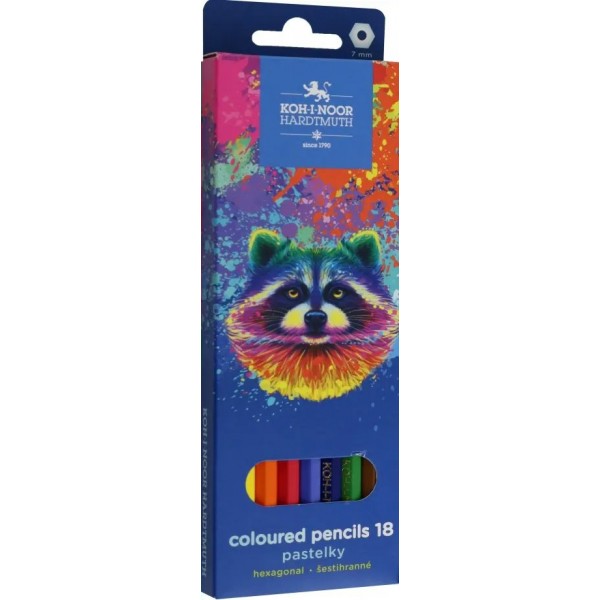 Карандаши цветные 18шт Racoon 3553018059KS Koh-I-Noor  368825