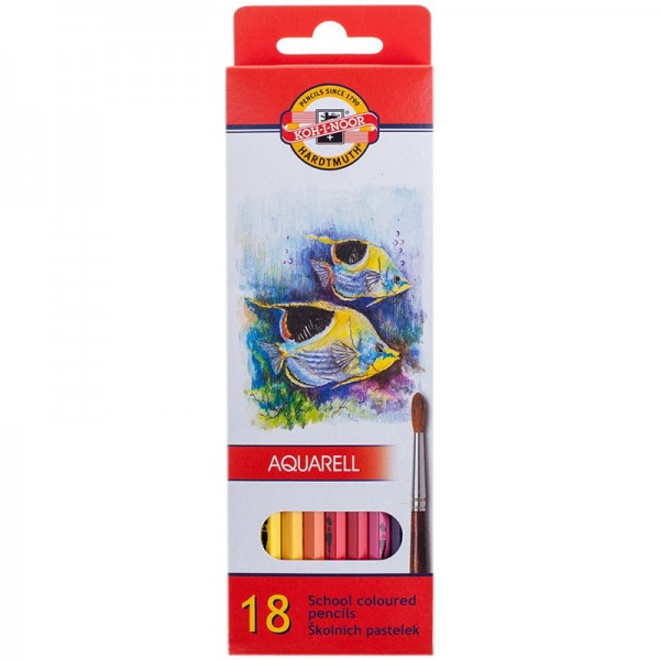 Карандаши цветные акварельные 18шт Рыбки 6-гранные, заточенные 3717018004KSRU Koh-I-Noor  233767