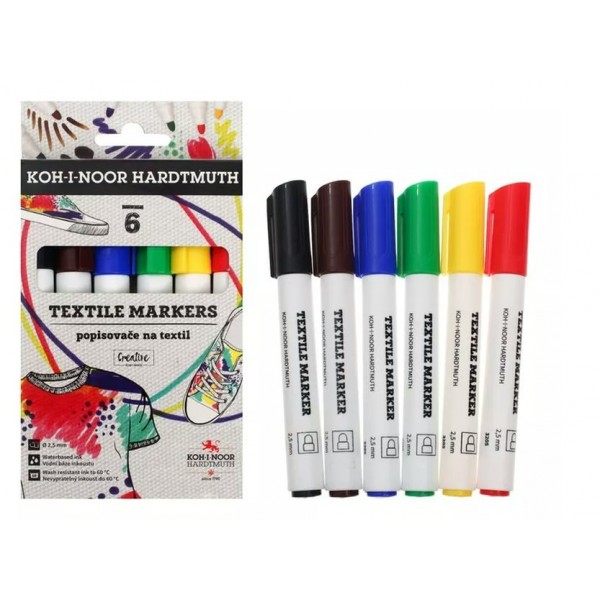 Маркер по ткани Набор 6 цветов Textil 3205 773205JF07KS Koh-I-Noor 3205 387140