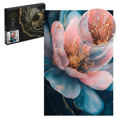 Картина по номерам холст на подрамнике 30х40 Сверкающий цветок 20 цветов, с кристаллами 71288 Феникс