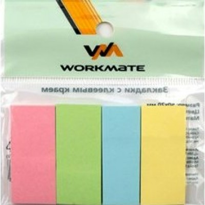 Блок клей -закладки 20х50мм 4 цвета х 40 листов Workmate пастельные тона