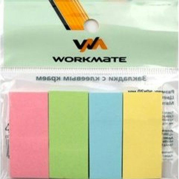 Блок клей -закладки 20х50мм 4 цвета х 40 листов Workmate пастельные тона