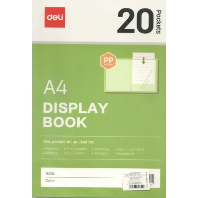 Папка 20 вкладышей A4 антистатичные вкладыши, зеленый Deli 72/144 EF934 Папка 20 вкладышей A4 антистатичные вкладыши, зеленый Deli 72/144 EF934
