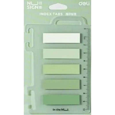 Блок клей -закладки 12х44 20 листов х 5 цветов Nusign пластиковые, зеленые цвета  Deli 36/288 ENS356-GR