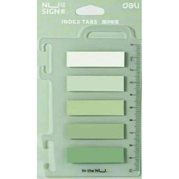 Блок клей -закладки 12х44 20 листов х 5 цветов Nusign пластиковые, зеленые цвета  Deli 36/288 ENS356-GR