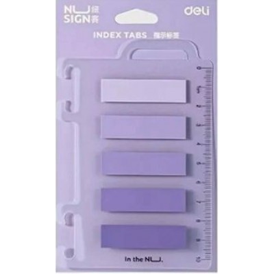 Блок клей -закладки 12х44 20 листов х 5 цветов Nusign пластиковые, фиолетовые цвета  Deli 36/288 ENS356-PP