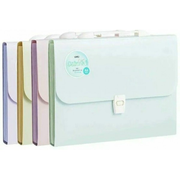 Папка портфель А4 13 отделений Colorful ассорти  Deli 12/48 EF613