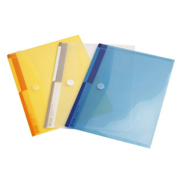 Папка конверт на кнопке А4 180мкм ассорти  Deli 20/180 E5504