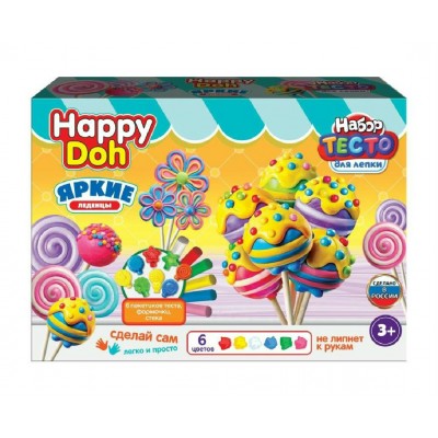 Набор для лепки Яркие леденцы тесто 6 цветов х 50гр, формочки, стек PDSET-124775 Happy Doh